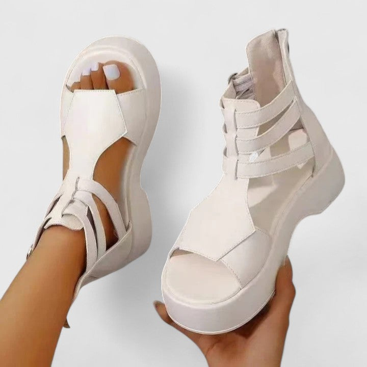 Vera | Damen Plateau Sandalen Klettverschluss Mehrriemen Sportliche Sandalen