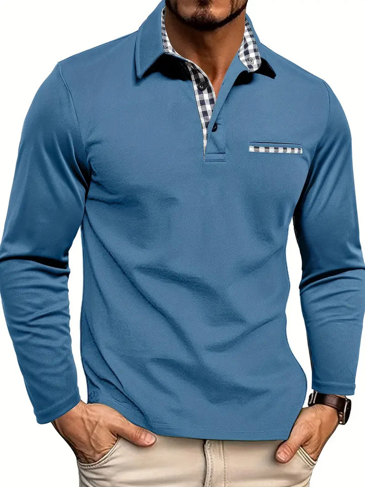 Finn | Herren Langarm Poloshirt Karierter Kragen Regular Fit