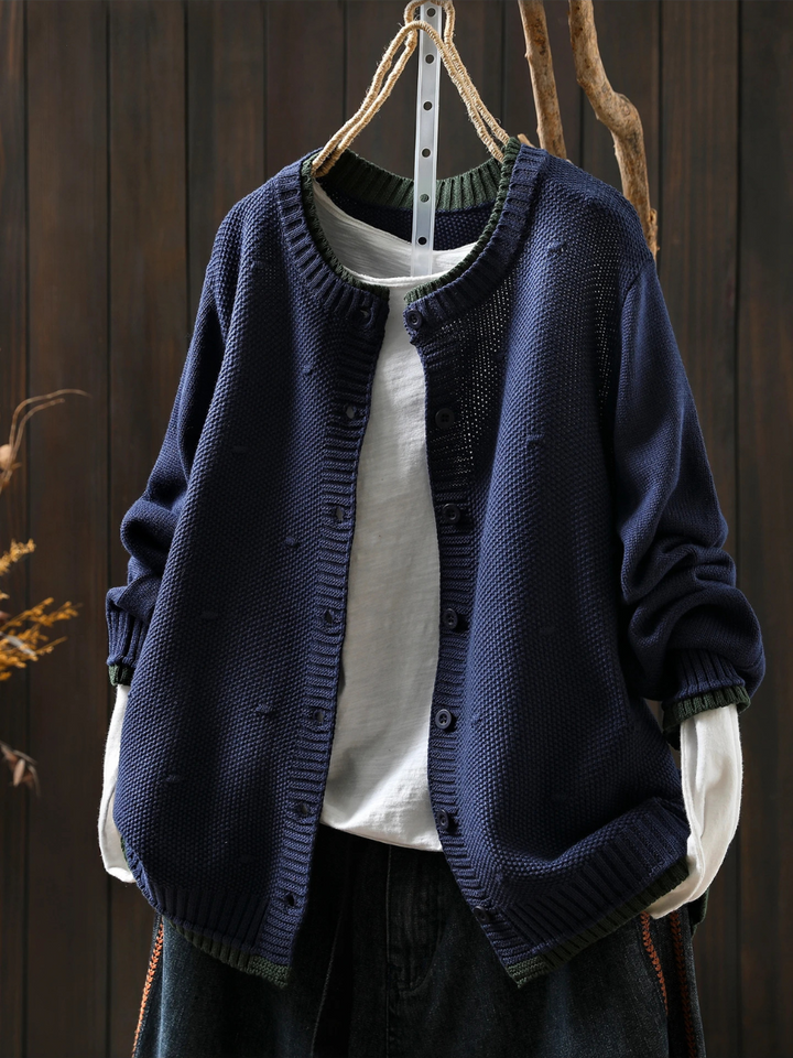 Svanheidra | Damen Oversized Strickjacke mit Knöpfen - Burgundy - Image 6