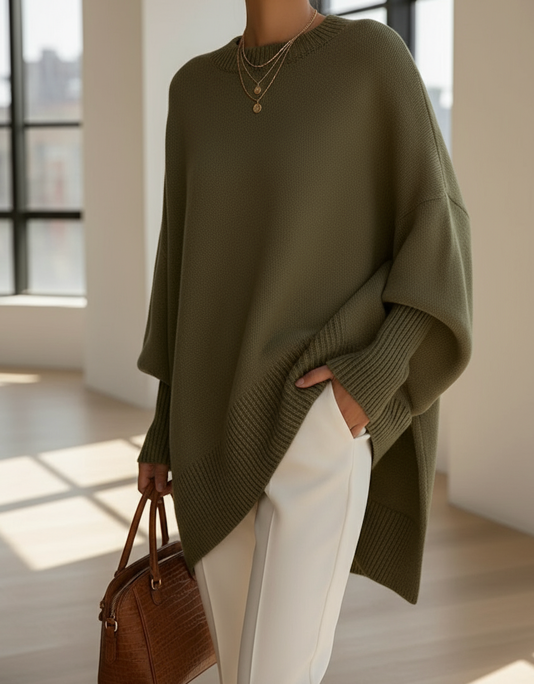 Svanhilde | Damen Oversized Strickpullover - Grey - Image 10