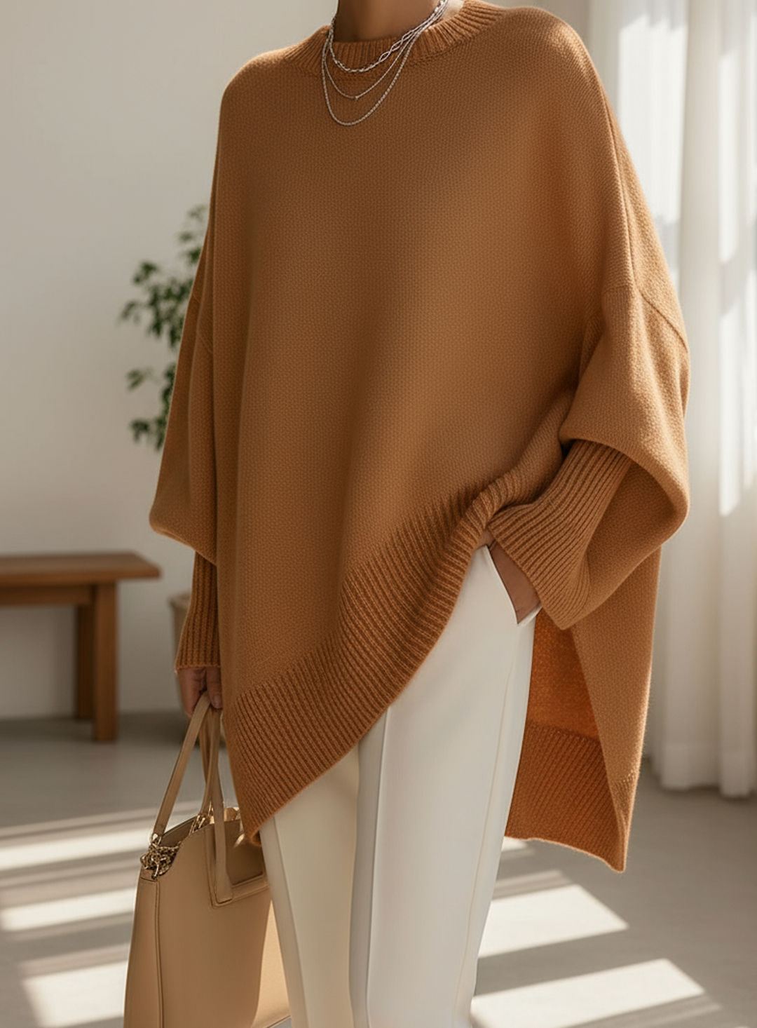 Svanhilde | Damen Oversized Strickpullover - Grey - Image 11