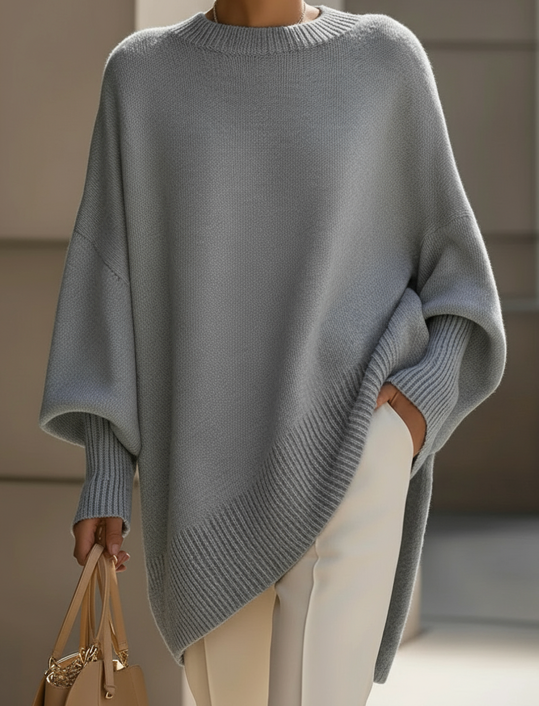 Svanhilde | Damen Oversized Strickpullover - Grey - Image 2
