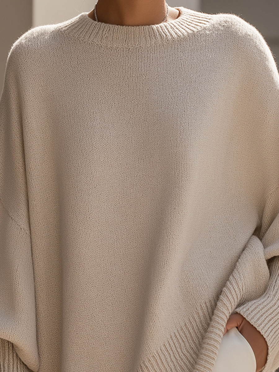 Svanhilde | Damen Oversized Strickpullover - Grey - Image 3