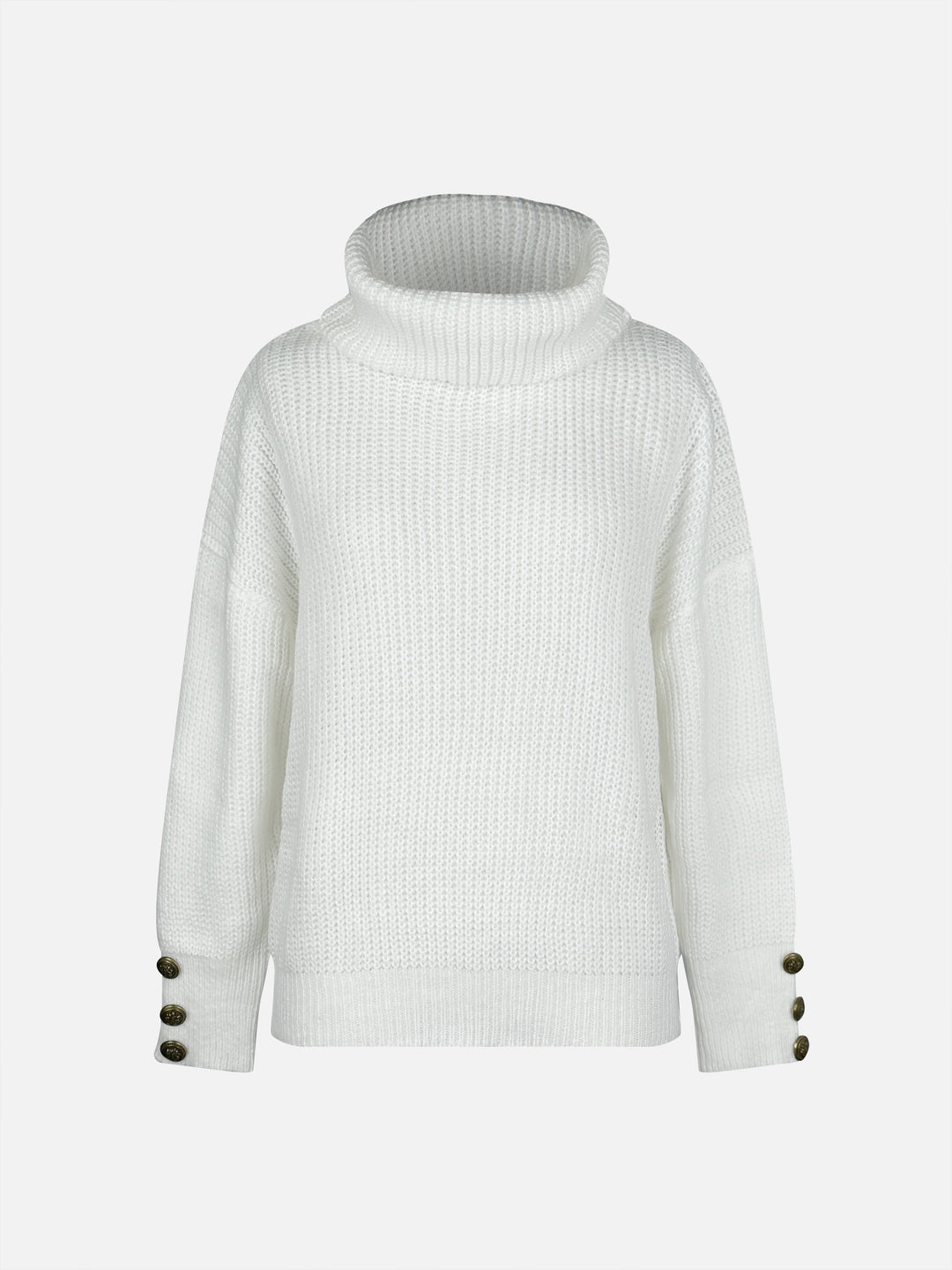 Svanhora | Damen Rollkragenpullover Oversize Strickpullover - White - Image 5
