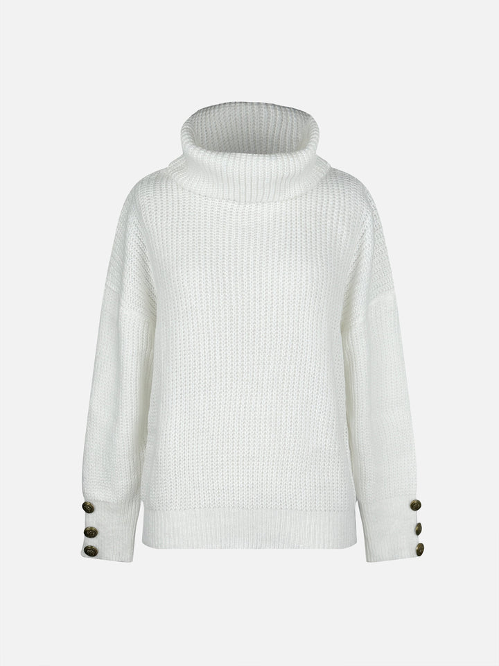 Svanhora | Damen Rollkragenpullover Oversize Strickpullover - White - Image 5