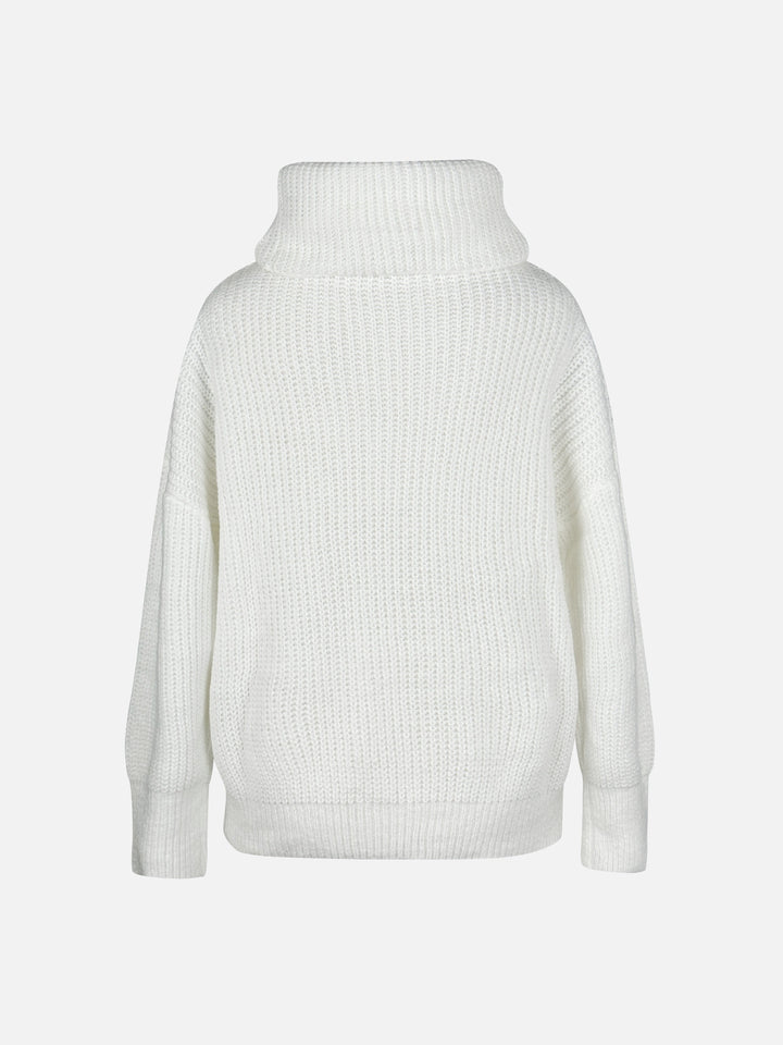Svanhora | Damen Rollkragenpullover Oversize Strickpullover - White - Image 6