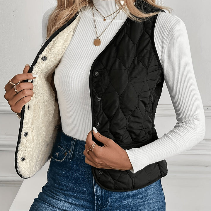 Svanhora | Damen Wattierte Steppweste Wendejacke - Black - Image 1