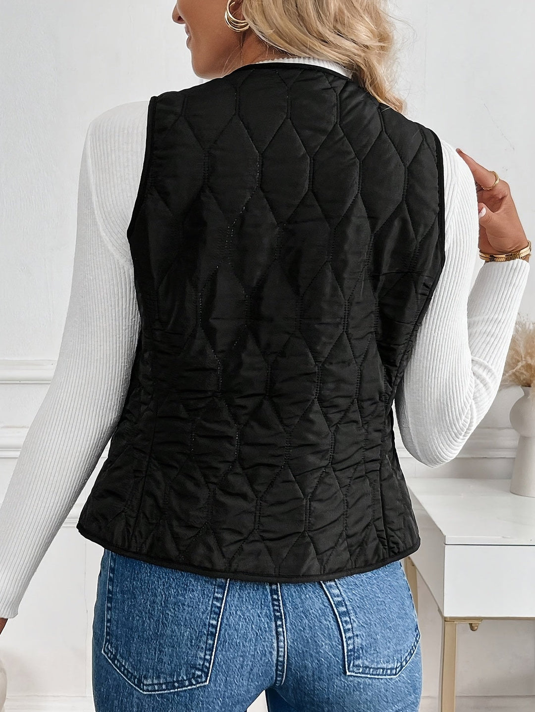 Svanhora | Damen Wattierte Steppweste Wendejacke - Black - Image 3