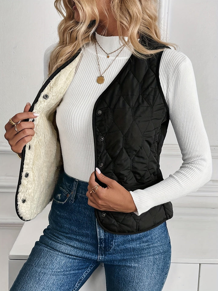 Svanhora | Damen Wattierte Steppweste Wendejacke - Black - Image 4