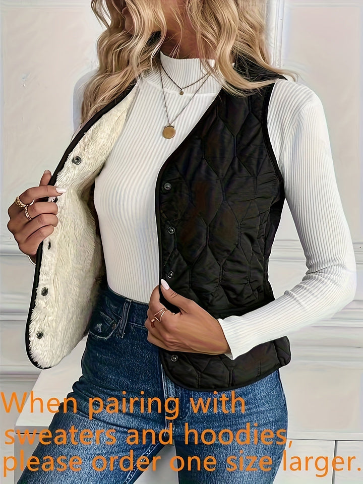 Svanhora | Damen Wattierte Steppweste Wendejacke - Black - Image 8