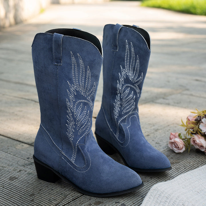 Svantje | Damen Weitschaft Cowboystiefel Western - Blue - Image 6