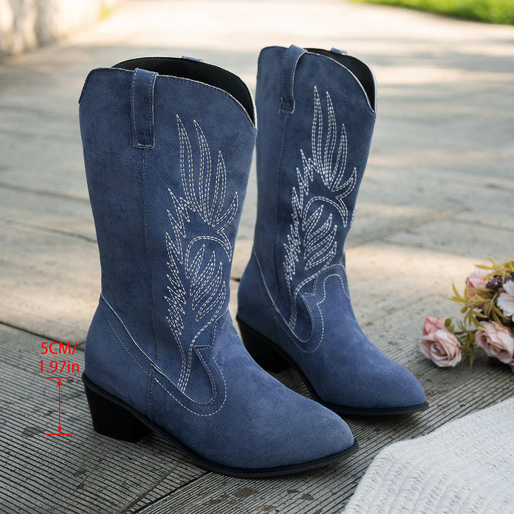 Svantje | Damen Weitschaft Cowboystiefel Western - Blue - Image 7