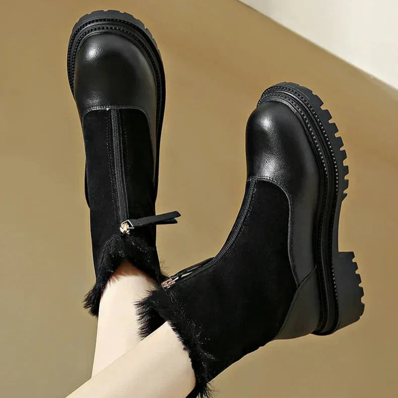 Svea | Damen Winterstiefel mit Fellrand und Profilsohle - Brown - Image 10