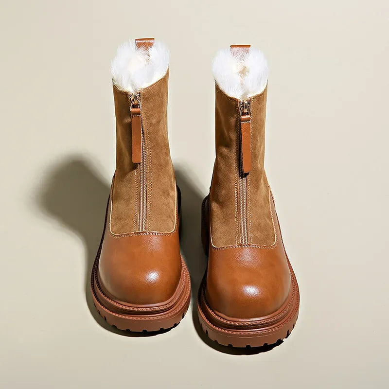 Svea | Damen Winterstiefel mit Fellrand und Profilsohle - Brown - Image 2
