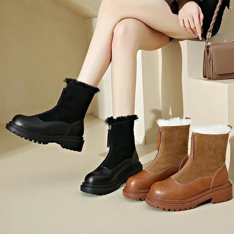 Svea | Damen Winterstiefel mit Fellrand und Profilsohle - Brown - Image 7