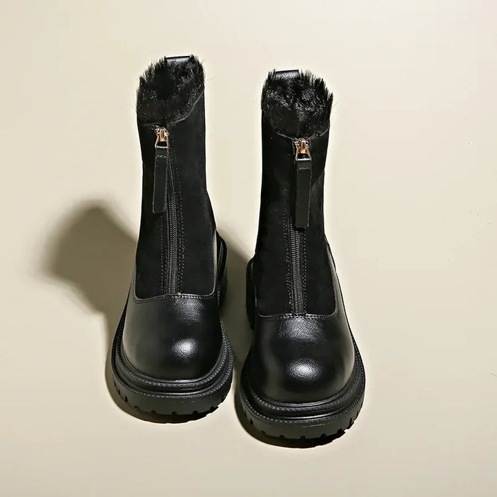 Svea | Damen Winterstiefel mit Fellrand und Profilsohle - Brown - Image 8