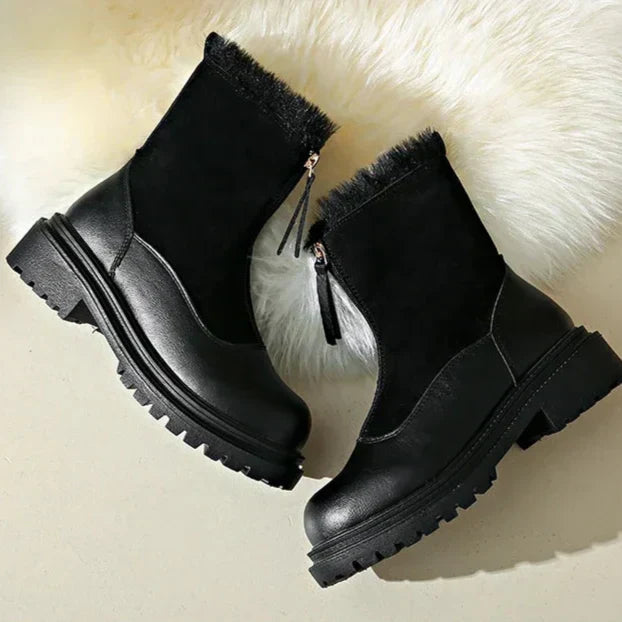 Svea | Damen Winterstiefel mit Fellrand und Profilsohle - Brown - Image 9