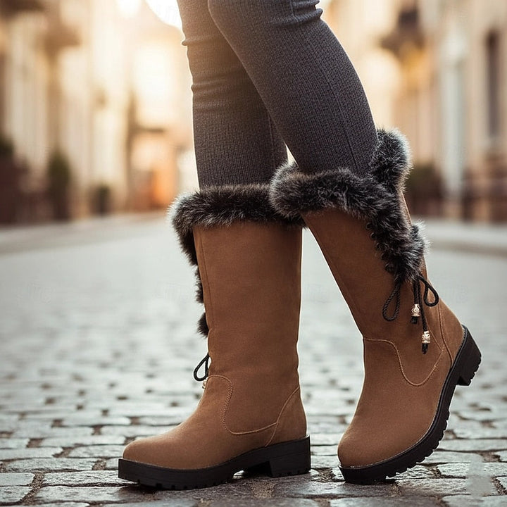 Sveldra | Damen Wasserdichte Winterstiefel Kniehoch - Camel - Image 1