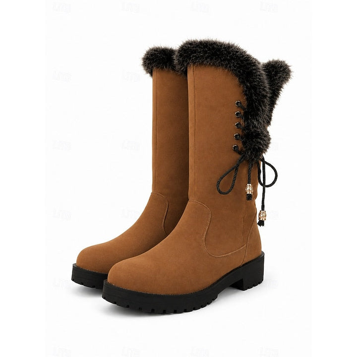 Sveldra | Damen Wasserdichte Winterstiefel Kniehoch - Camel - Image 10
