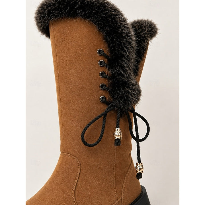 Sveldra | Damen Wasserdichte Winterstiefel Kniehoch - Camel - Image 11