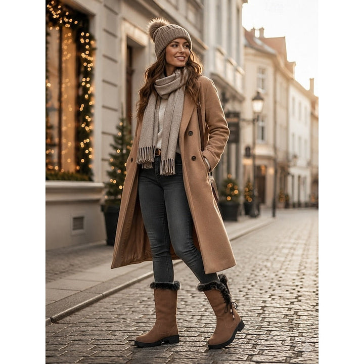 Sveldra | Damen Wasserdichte Winterstiefel Kniehoch - Camel - Image 14