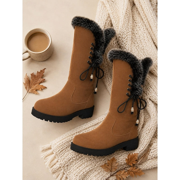 Sveldra | Damen Wasserdichte Winterstiefel Kniehoch - Camel - Image 15