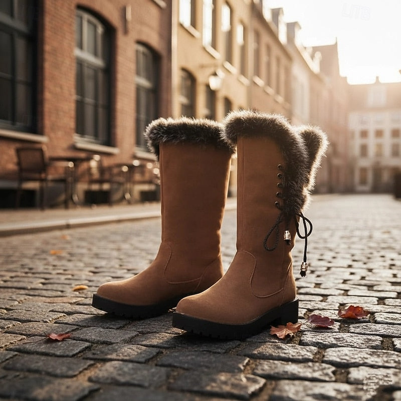 Sveldra | Damen Wasserdichte Winterstiefel Kniehoch - Camel - Image 2