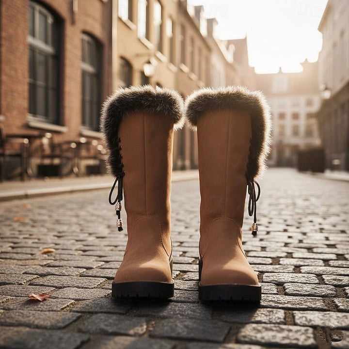 Sveldra | Damen Wasserdichte Winterstiefel Kniehoch - Camel - Image 3