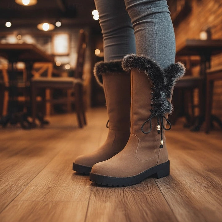 Sveldra | Damen Wasserdichte Winterstiefel Kniehoch - Camel - Image 4