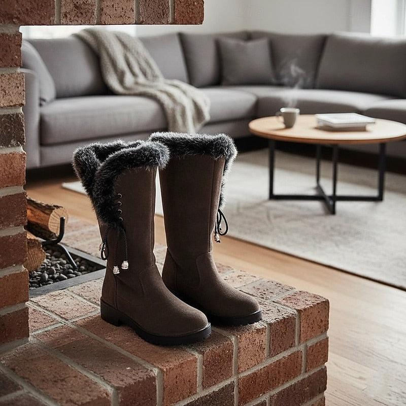 Sveldra | Damen Wasserdichte Winterstiefel Kniehoch - Camel - Image 6
