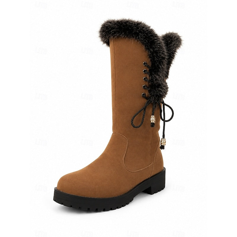 Sveldra | Damen Wasserdichte Winterstiefel Kniehoch - Camel - Image 9