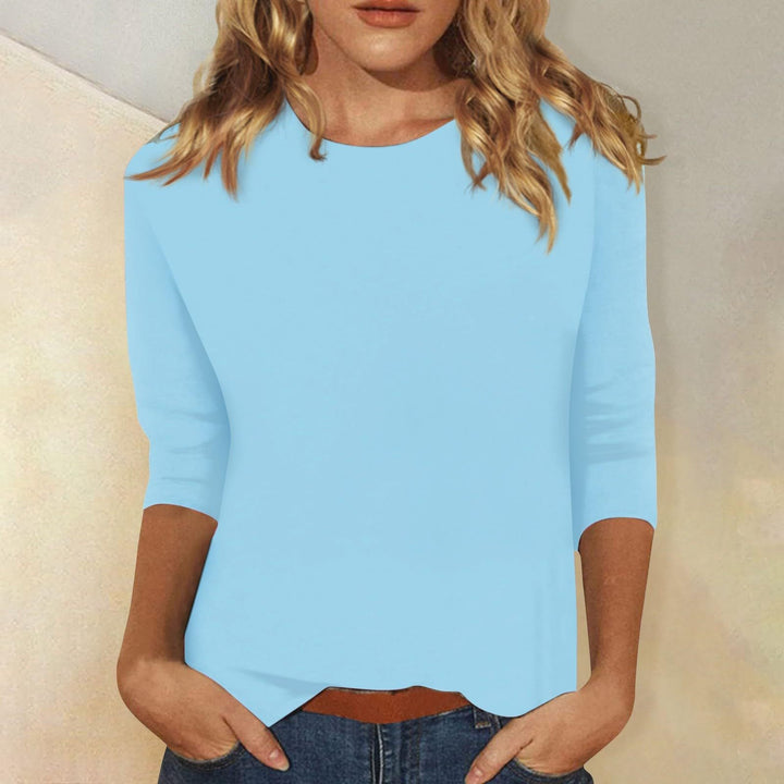 Svenja | Damen 3/4-Arm-Shirt Rundhals Basic Oberteil - Image 2