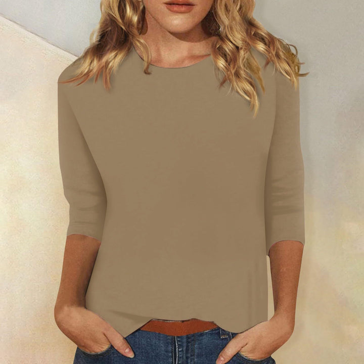 Svenja | Damen 3/4-Arm-Shirt Rundhals Basic Oberteil - Image 3