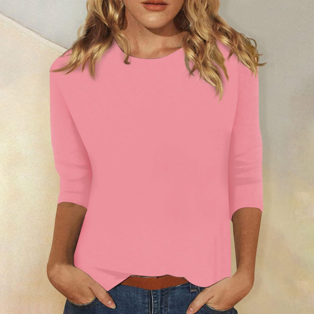 Svenja | Damen 3/4-Arm-Shirt Rundhals Basic Oberteil - Image 4