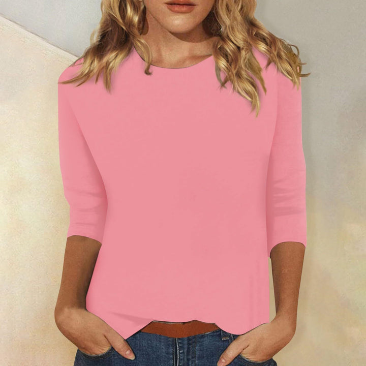 Svenja | Damen 3/4-Arm-Shirt Rundhals Basic Oberteil - Image 4