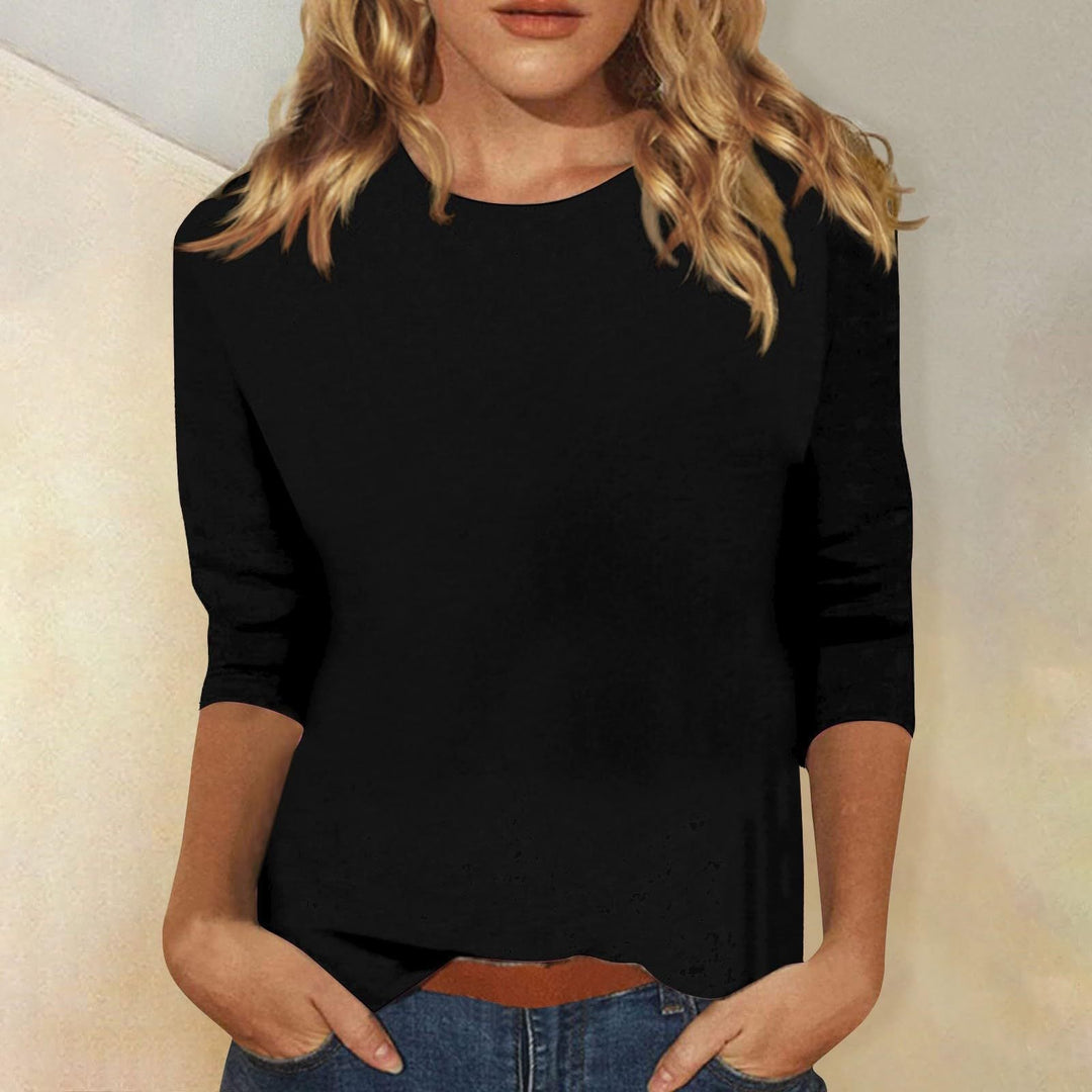 Svenja | Damen 3/4-Arm-Shirt Rundhals Basic Oberteil - Image 5