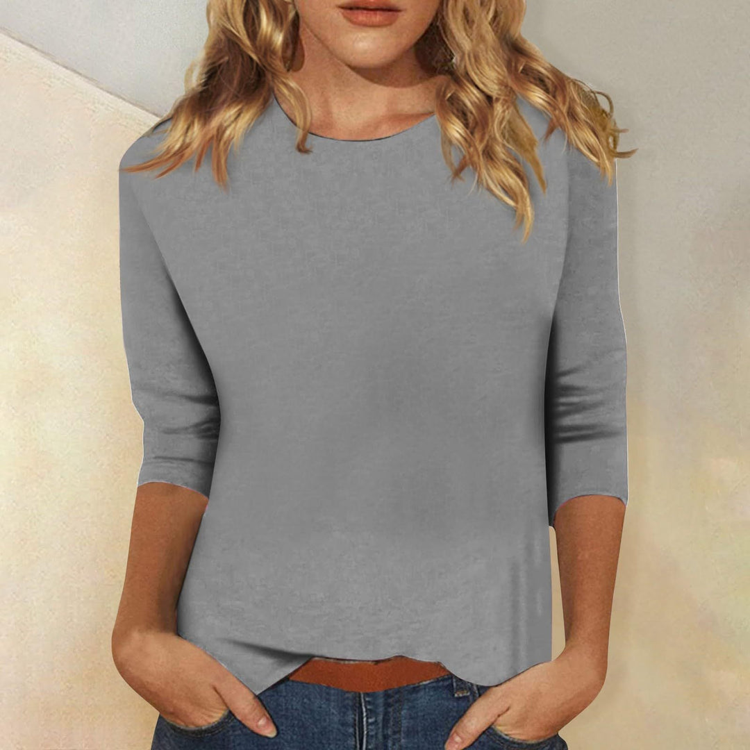 Svenja | Damen 3/4-Arm-Shirt Rundhals Basic Oberteil - Image 8