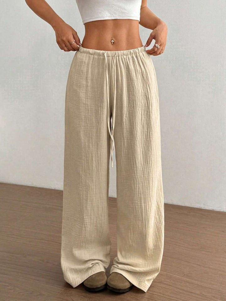 Svenja | Damen Weite Hose Elastischer Bund Kordelzug - Light Pink - Image 11