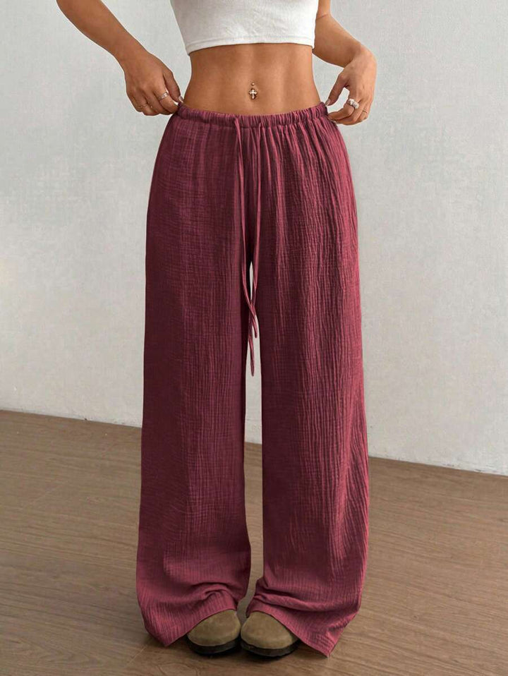 Svenja | Damen Weite Hose Elastischer Bund Kordelzug - Light Pink - Image 2