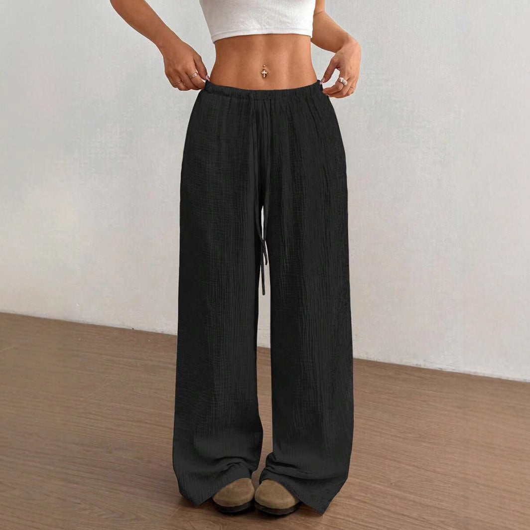 Svenja | Damen Weite Hose Elastischer Bund Kordelzug - Light Pink - Image 6