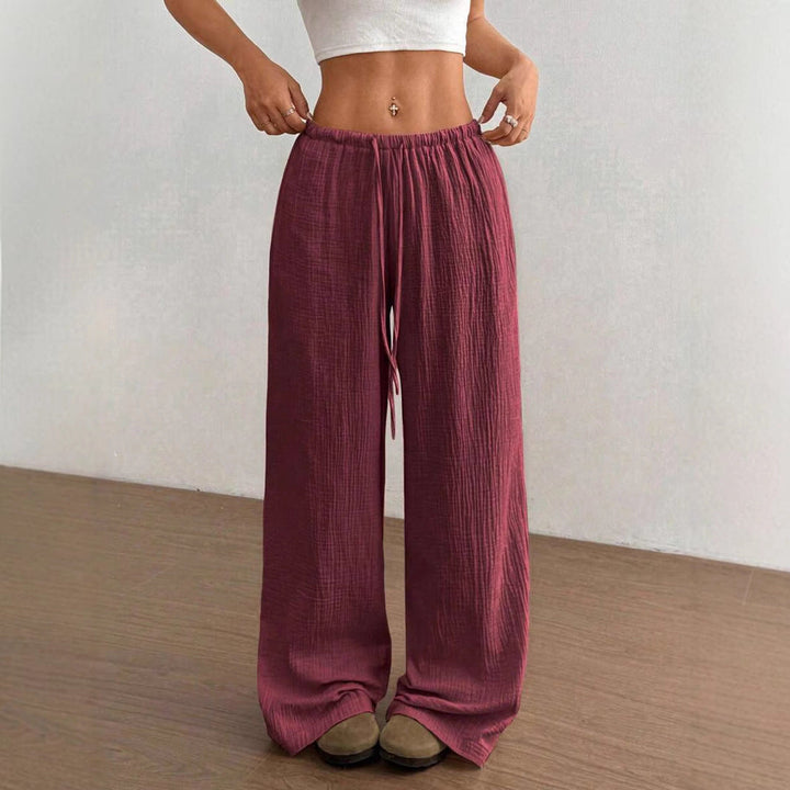 Svenja | Damen Weite Hose Elastischer Bund Kordelzug - Light Pink - Image 9