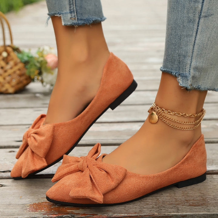 Sylvara | Damen Spitze Ballerinas mit Schleife - Orange - Image 1