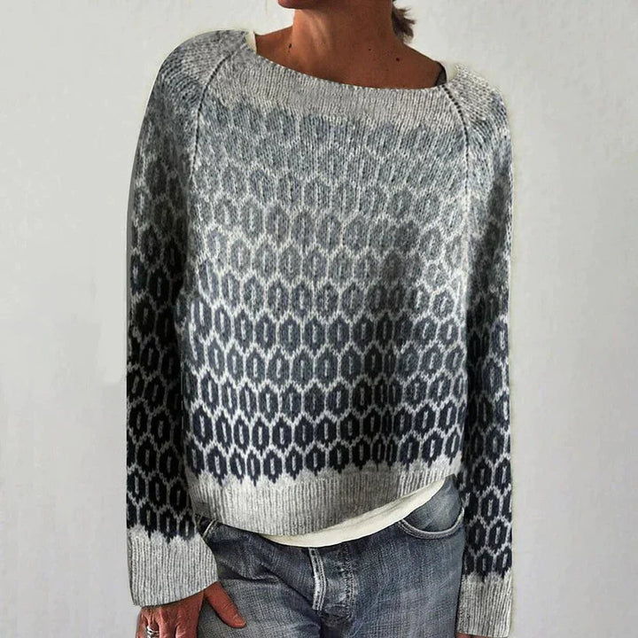 Sylwana | Damen Norweger Strickpullover Relaxed Fit - Grey - Image 1