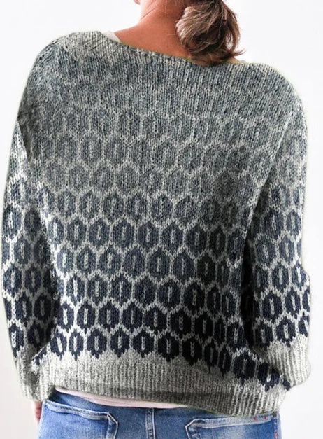 Sylwana | Damen Norweger Strickpullover Relaxed Fit - Grey - Image 2