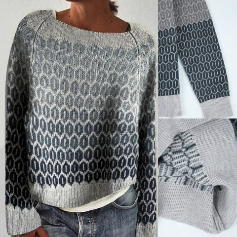 Sylwana | Damen Norweger Strickpullover Relaxed Fit - Grey - Image 3