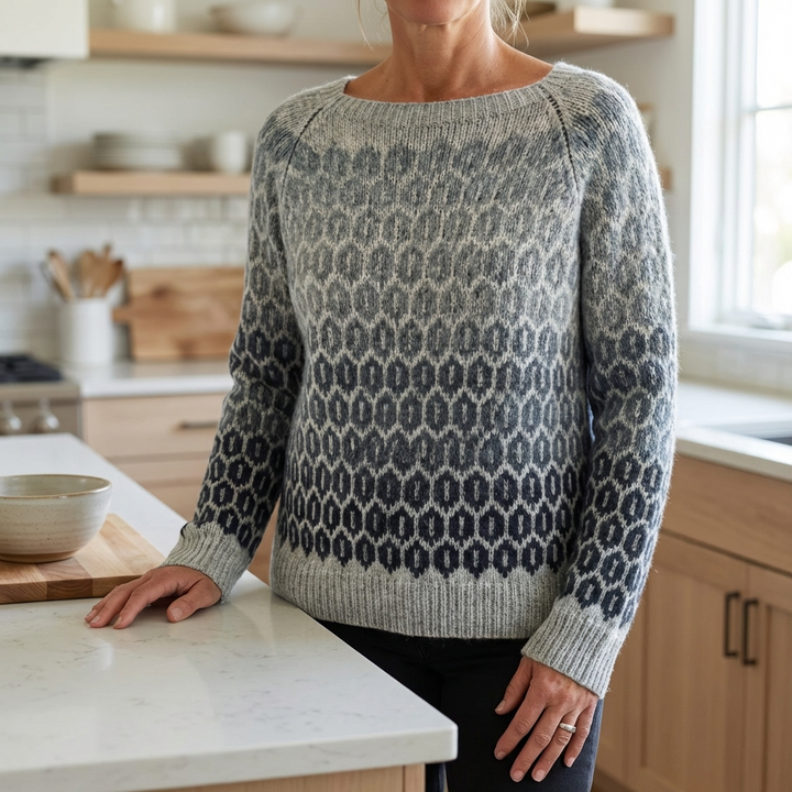 Sylwana | Damen Norweger Strickpullover Relaxed Fit - Grey - Image 4