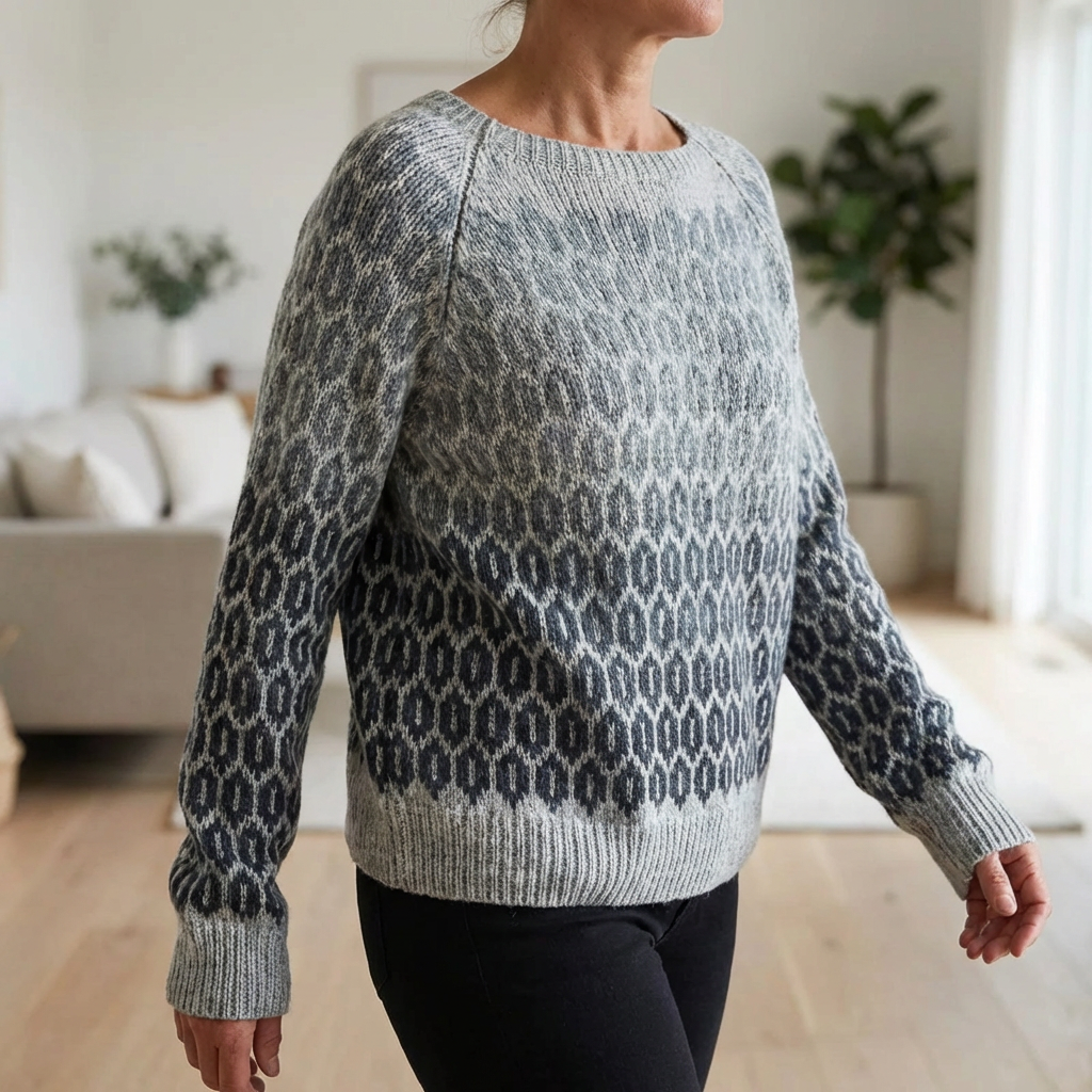 Sylwana | Damen Norweger Strickpullover Relaxed Fit - Grey - Image 5