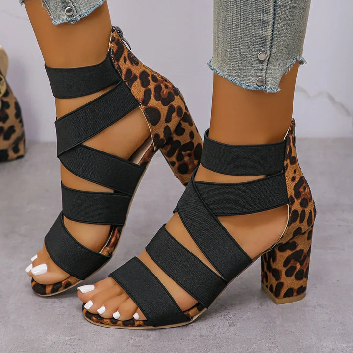 Tabitha | Damen Riemchensandalen mit Blockabsatz Leopardenmuster - Image 6