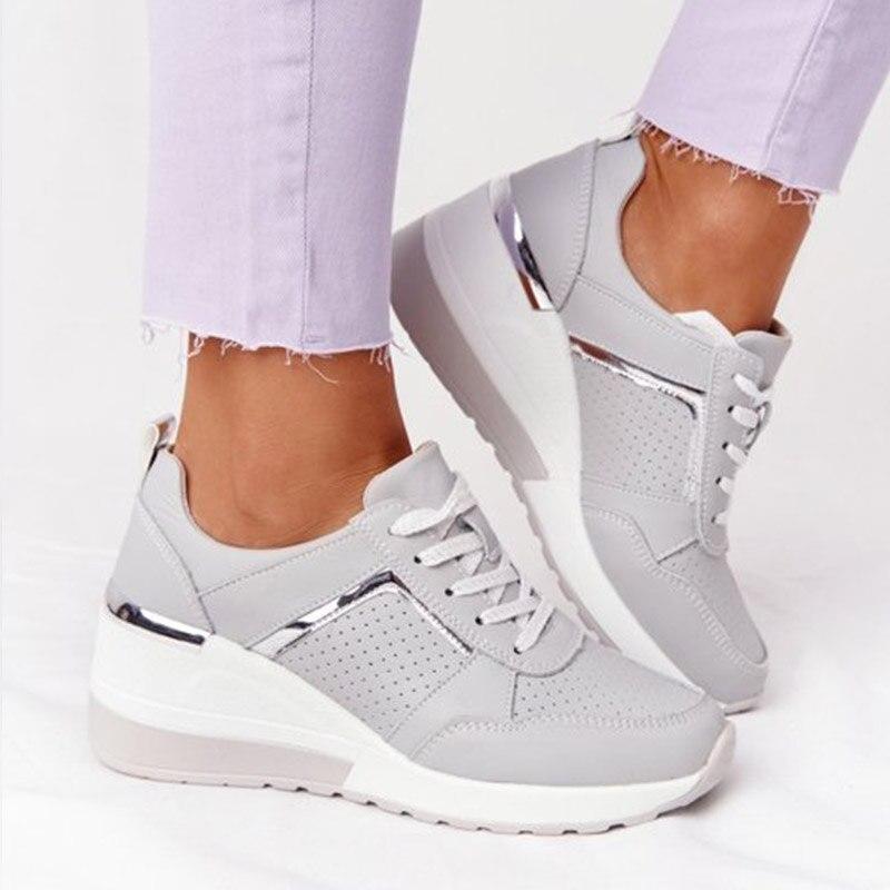 Tamara | Damen Komfort Sneaker mit Schnürung - Grey - Image 1