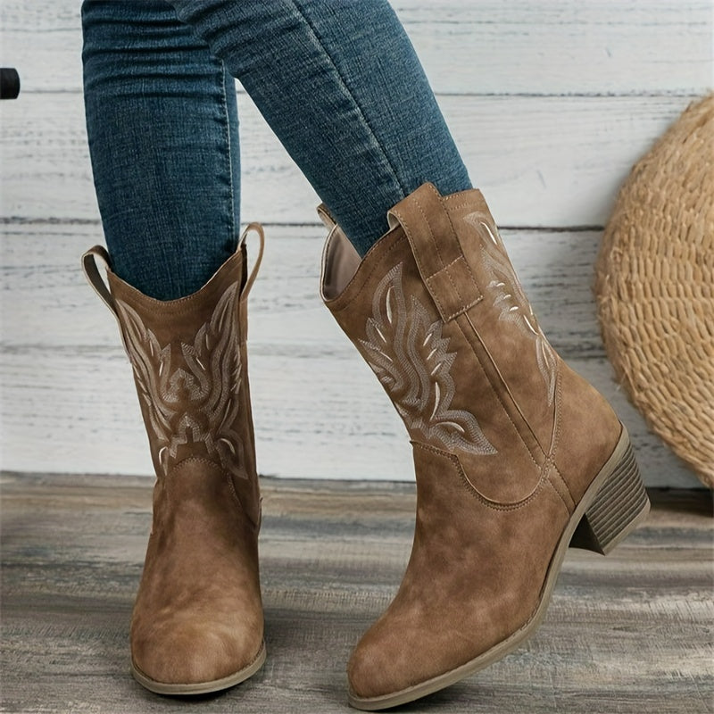 Tamsin | Damen Western Cowboystiefel Weite Wade - Camel - Image 1